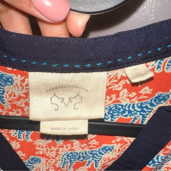 Women's Orange and Blue Printed Top - Picture 4 of 5